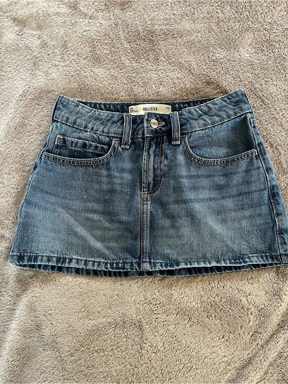 Hollister Classic Denim Mini Skirt in Medium Blue